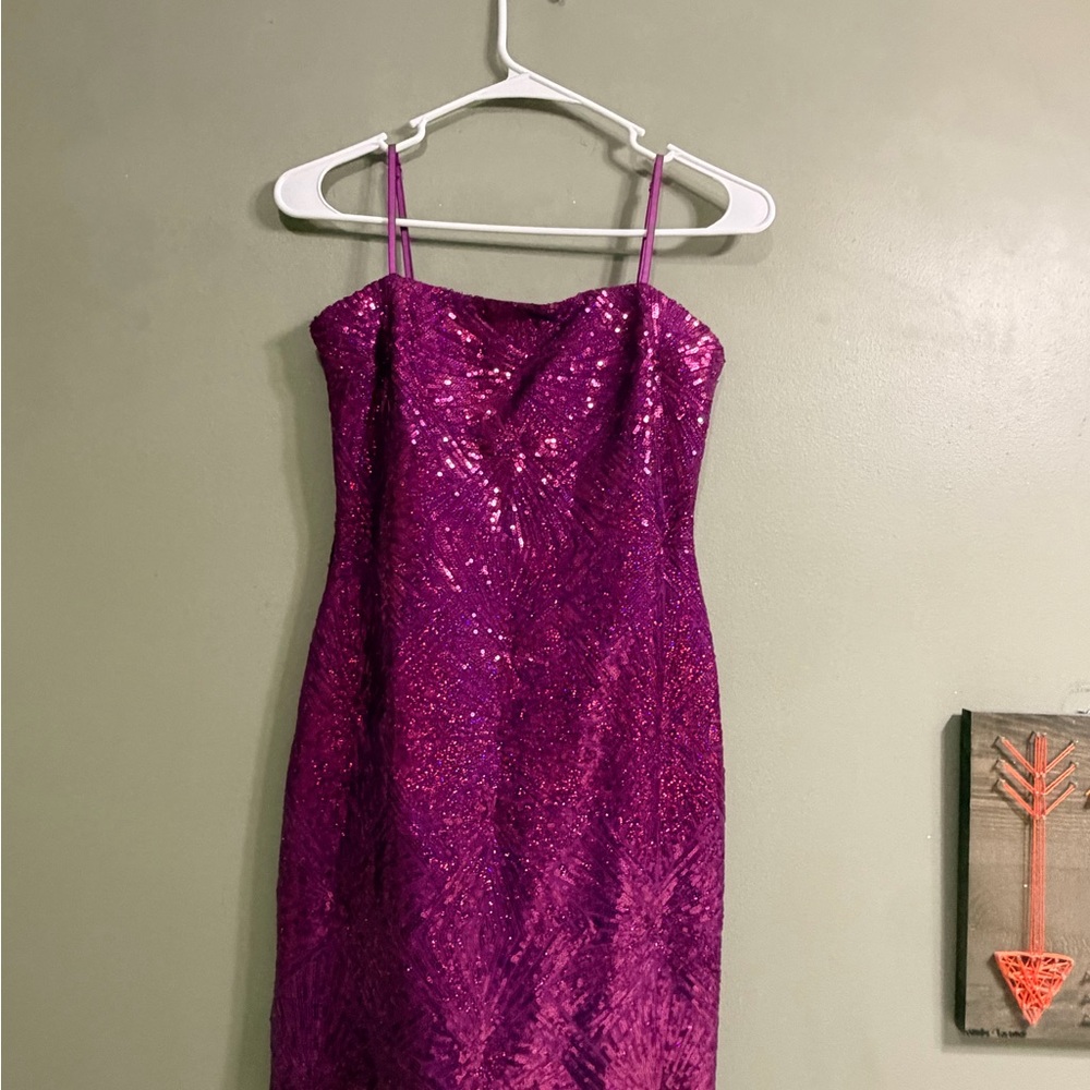 City Triangles Magenta Sequin Mini Dress